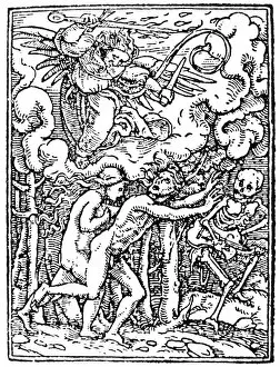 Hans Holbein the Younger Gallery: DANCE OF DEATH, 1538. The Expulsion. Woodcut from Hans Holbein the Youngers Dance of Death