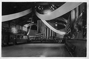 DANCE HALL, c1930. An empty American dance hall before an event. Photo postcard DANCE HALL, c1930. An empty American dance hall before an event. Photo postcard