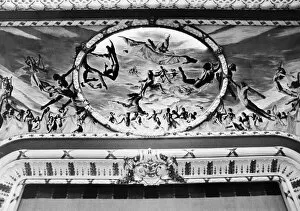1974 Gallery: DANCE: HARKNESS THEATRE. Mural by Enrique Senis-Oliver from the proscenium arch of the Harkness Theatre