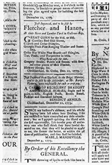 DANISH WEST INDIES, 1773. Detail from a St. Croix newspaper, December 1773 DANISH WEST INDIES, 1773. Detail from a St. Croix newspaper, December 1773