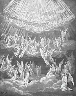 Celestial Gallery: DANTE: PARADISE. The Heavenly Choir. Wood engraving after Gustave Dore