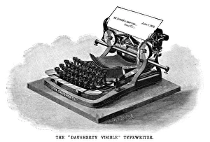 DAUGHERTY TYPEWRITER, 1895. The Daugherty typewriter. Engraving, American, 1895 DAUGHERTY TYPEWRITER, 1895. The Daugherty typewriter. Engraving, American, 1895
