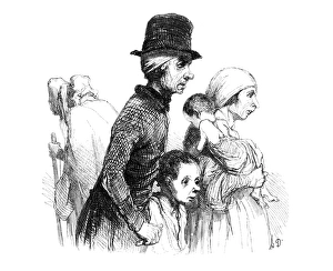 DAUMIER: BEGGARS, 1843. Les mendiants. A family of beggars, consisting of a man DAUMIER: BEGGARS, 1843. Les mendiants. A family of beggars, consisting of a man