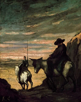 Traveling Gallery: DAUMIER: QUIXOTE, 1866-68. Don Quixote and Sancho Panza. Oil on canvas by Honor