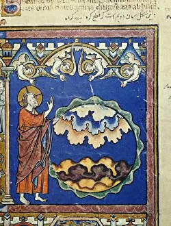 DAY TWO OF CREATION. (Genesis: 6-8). French manuscript illumination, c1250