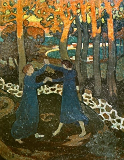 DENIS: STRUGGLE OF JACOB. Jacobs Battle with the Angel. Oil on canvas, Maurice Denis DENIS: STRUGGLE OF JACOB. Jacobs Battle with the Angel. Oil on canvas, Maurice Denis