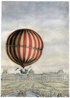 Departure of Charles and Robert's hydrogen-filled balloon from the Tuileries, Paris Departure of Charles and Robert's hydrogen-filled balloon from the Tuileries, Paris