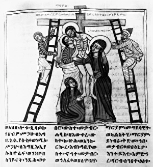 DESCENT FROM THE CROSS. Ethiopic Gospel on vellum, 1675-76 DESCENT FROM THE CROSS. Ethiopic Gospel on vellum, 1675-76