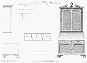 Design for a desk and bookcase, 1760, by Thomas Chippendale Design for a desk and bookcase, 1760, by Thomas Chippendale