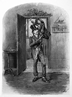DICKENS: A CHRISTMAS CAROL. Bob Cratchit and Tiny Tim. Lithograph, 19th century DICKENS: A CHRISTMAS CAROL. Bob Cratchit and Tiny Tim. Lithograph, 19th century