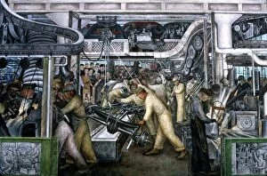 Images Dated 21st April 2010: DIEGO RIVERA: DETROIT. The central scene in Diego Riveras mural