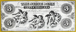 THREE DOLLAR BILL, 1856. Three dollar bill issued in Lecompton, Kansas Territory, 1856 THREE DOLLAR BILL, 1856. Three dollar bill issued in Lecompton, Kansas Territory, 1856
