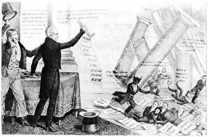 Bank Of The United States Collection: The Downfall of Mother Bank, 1833: one of the few cartoons favorable to the President