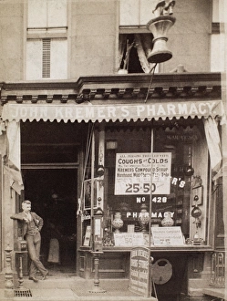 DRUGSTORE, 1890. American drugstore exterior. Photograph DRUGSTORE, 1890. American drugstore exterior. Photograph
