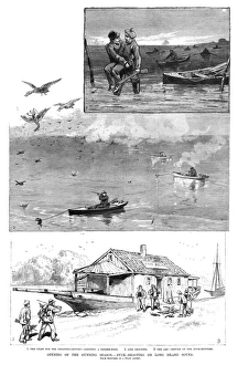 DUCK HUNTING, 1886. 'Opening the Gunning Season. - Duck-Shooting on Long Island Sound DUCK HUNTING, 1886. 'Opening the Gunning Season. - Duck-Shooting on Long Island Sound