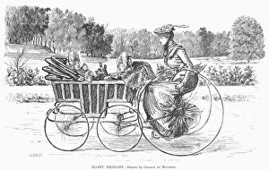 DUMAURIER: VELOCIPEDE. Happy Thougth. An English mothers daydream. Drawing by George DuMaurier DUMAURIER: VELOCIPEDE. Happy Thougth. An English mothers daydream. Drawing by George DuMaurier