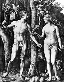 DÜRER: ADAM & EVE, 1504. Line engraving by Albrecht Dürer, 1504