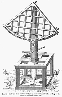 An early outdoor quadrant invented by Tyco Brahe. Engraving An early outdoor quadrant invented by Tyco Brahe. Engraving