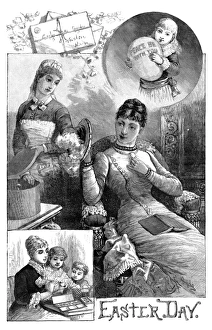 EASTER, 1884. Scenes from Easter Day. Engraving, American, 1884 EASTER, 1884. Scenes from Easter Day. Engraving, American, 1884