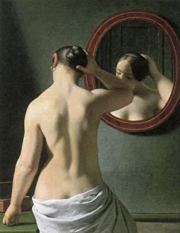 ECKERSBERG: NUDE, c1837. Woman Standing in Front of a Mirror. Oil on canvas ECKERSBERG: NUDE, c1837. Woman Standing in Front of a Mirror. Oil on canvas