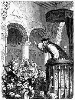Print of Edinburgh Riot Scene, Wood Engraving