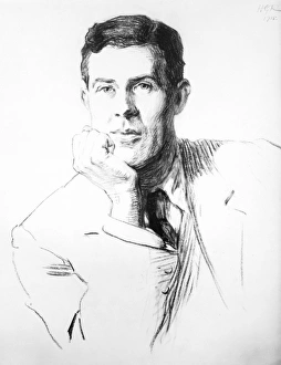 EDMUND CLERIHEW BENTLEY (1875-1956). English writer. Charcoal drawing, 1915, by Hugh Goldwin Riviere EDMUND CLERIHEW BENTLEY (1875-1956). English writer. Charcoal drawing, 1915, by Hugh Goldwin Riviere