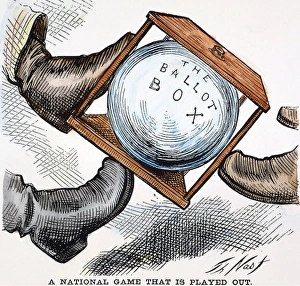 ELECTION CARTOON, 1876. A National Game That Is Played Out. American cartoon by Thomas Nast ELECTION CARTOON, 1876. A National Game That Is Played Out. American cartoon by Thomas Nast