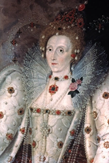 ELIZABETH I OF ENGLAND. Canvas, c1592, by Marcus Gheeraerts the Younger ELIZABETH I OF ENGLAND. Canvas, c1592, by Marcus Gheeraerts the Younger
