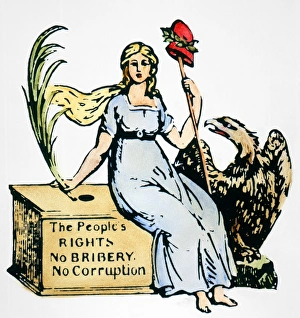 Emblem from a Demoratic-Republican poster supporting James Monroe against Rufus King in Emblem from a Demoratic-Republican poster supporting James Monroe against Rufus King in