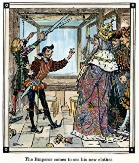 EMPEROR'S NEW CLOTHES. The Emperor comes to see his new clothes. Drawing by Henry J EMPEROR'S NEW CLOTHES. The Emperor comes to see his new clothes. Drawing by Henry J