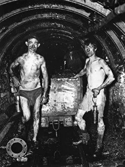 Tunnels Collection: ENGLAND: COAL MINERS. Coal miners at the Tilmanstone mine in Kent, England, early