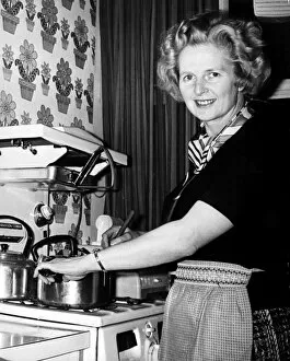 Apron Collection: English politician. Photographed at her home in Chelsea, England, 1975