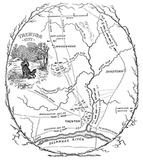 Engraved map, 19th century, of the Battle of Trenton, New Jersey, 26 December 1776 Engraved map, 19th century, of the Battle of Trenton, New Jersey, 26 December 1776