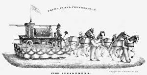 Erie Canal Gallery: ERIE CANAL: OPENING, 1825. A fire company float at the Grand Canal Celebration in New York
