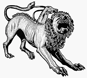 ETRUSCAN CHIMERA. Drawing after an Etruscan bronze statue, 5th century B.C ETRUSCAN CHIMERA. Drawing after an Etruscan bronze statue, 5th century B.C