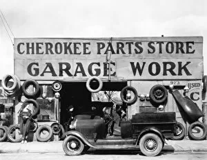 EVANS: GARAGE, 1936. Garage at Atlanta, Georgia. Photographed by Walker Evans, 1936