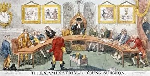 Teacher Collection: The Examination of a Young Surgeon. Satirical etching, 1811, by George Cruikshank