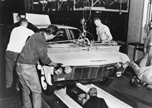 FACTORY: CHEVROLET, 1960s. A Chevrolet assembley line in the early 1960s
