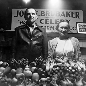 FARMERS, 1942. Farmers at their stall in Central Market, Lancaster, Pennsylvania FARMERS, 1942. Farmers at their stall in Central Market, Lancaster, Pennsylvania