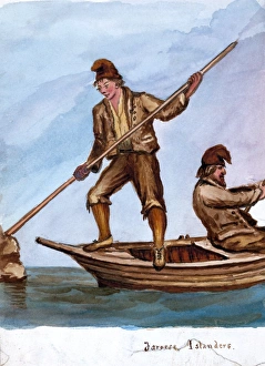 FAROE ISLANDS, 1862. Men of the Faroe Islands in a rowboat. Drawing by Bayard Taylor FAROE ISLANDS, 1862. Men of the Faroe Islands in a rowboat. Drawing by Bayard Taylor