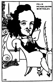 Images Dated 15th July 2011: FELIX MENDELSSOHN (1809-1847). German composer, pianist and conductor. Drawing by Aubrey Beardsley