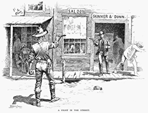 A Fight in the Street. Drawing by Frederic Remington, late 19th century A Fight in the Street. Drawing by Frederic Remington, late 19th century