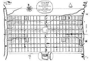 Images Dated 13th April 2010: The first engraved plan of the city of Philadelphia by Thomas Holme, 1683