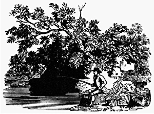 FISHING, c1800. Woodcut by Thomas Bewick (1753-1828) FISHING, c1800. Woodcut by Thomas Bewick (1753-1828)