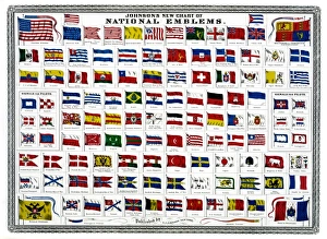 Related Images Gallery: FLAGS, 1868. Johnsons New Chart of National Emblems. Engraving showing national