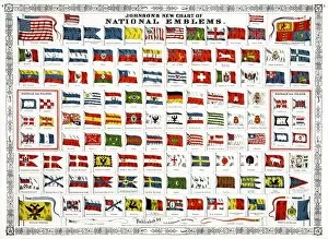 Related Images Gallery: FLAGS, 1868. Johnsons New Chart of National Emblems. Engraving showing national