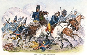 The flight of the Hessian soldiers after their defeat by George Washingtons forces at the The flight of the Hessian soldiers after their defeat by George Washingtons forces at the