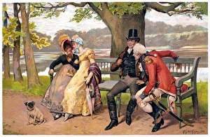 FLIRTATION, c1810. Flirtation. Lithograph, English by Henry Gillard Glindoni, 1886 FLIRTATION, c1810. Flirtation. Lithograph, English by Henry Gillard Glindoni, 1886