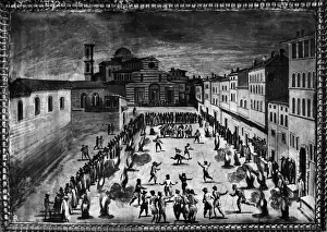 FLORENCE: FESTIVAL. Festival in Piazza Santo Spirito, Florence, Italy. School of Giorgio Vasari FLORENCE: FESTIVAL. Festival in Piazza Santo Spirito, Florence, Italy. School of Giorgio Vasari