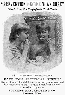 FLORENCE TOOTHBRUSH, 1890. American magazine advertisement, 1890 FLORENCE TOOTHBRUSH, 1890. American magazine advertisement, 1890
